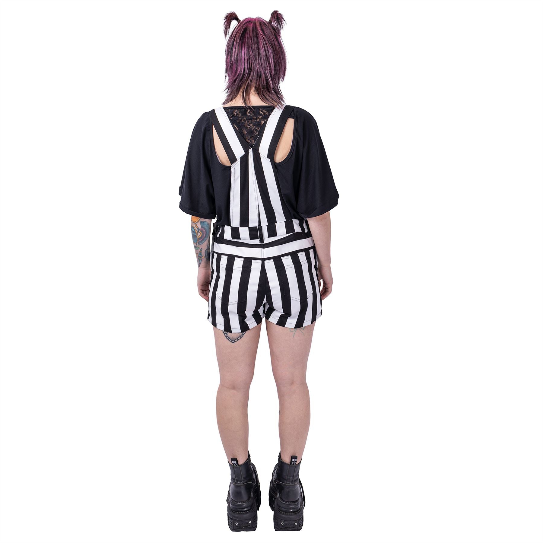 GHOSTED DUNGAREES - BLACK/WHITE