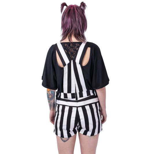 GHOSTED DUNGAREES - BLACK/WHITE