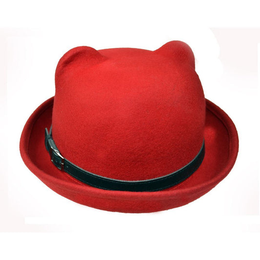 Kitty Bowler Hat Ladies Red One Size