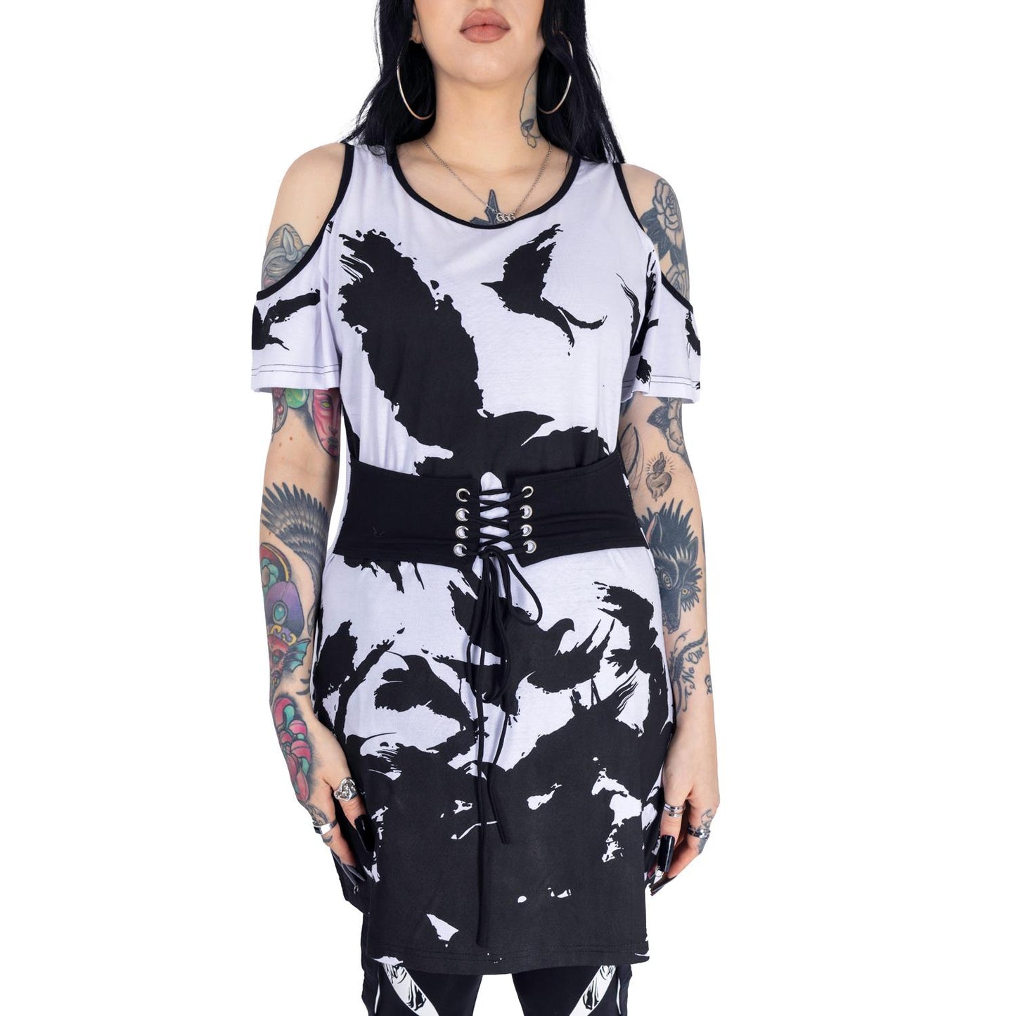 NIGHT OF THE CROW TOP - WHITE/BLACK
