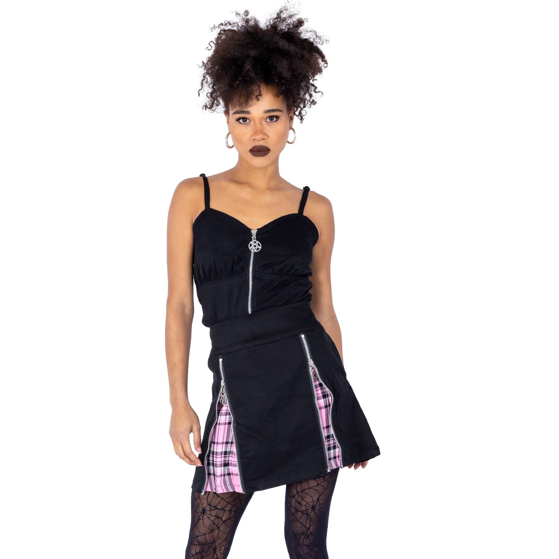 PEEKABOO SKIRT - BLACK/PINK CHECK – Eurasia Crafts