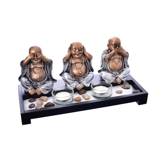 THREE WISE BUDDHAS SITTING