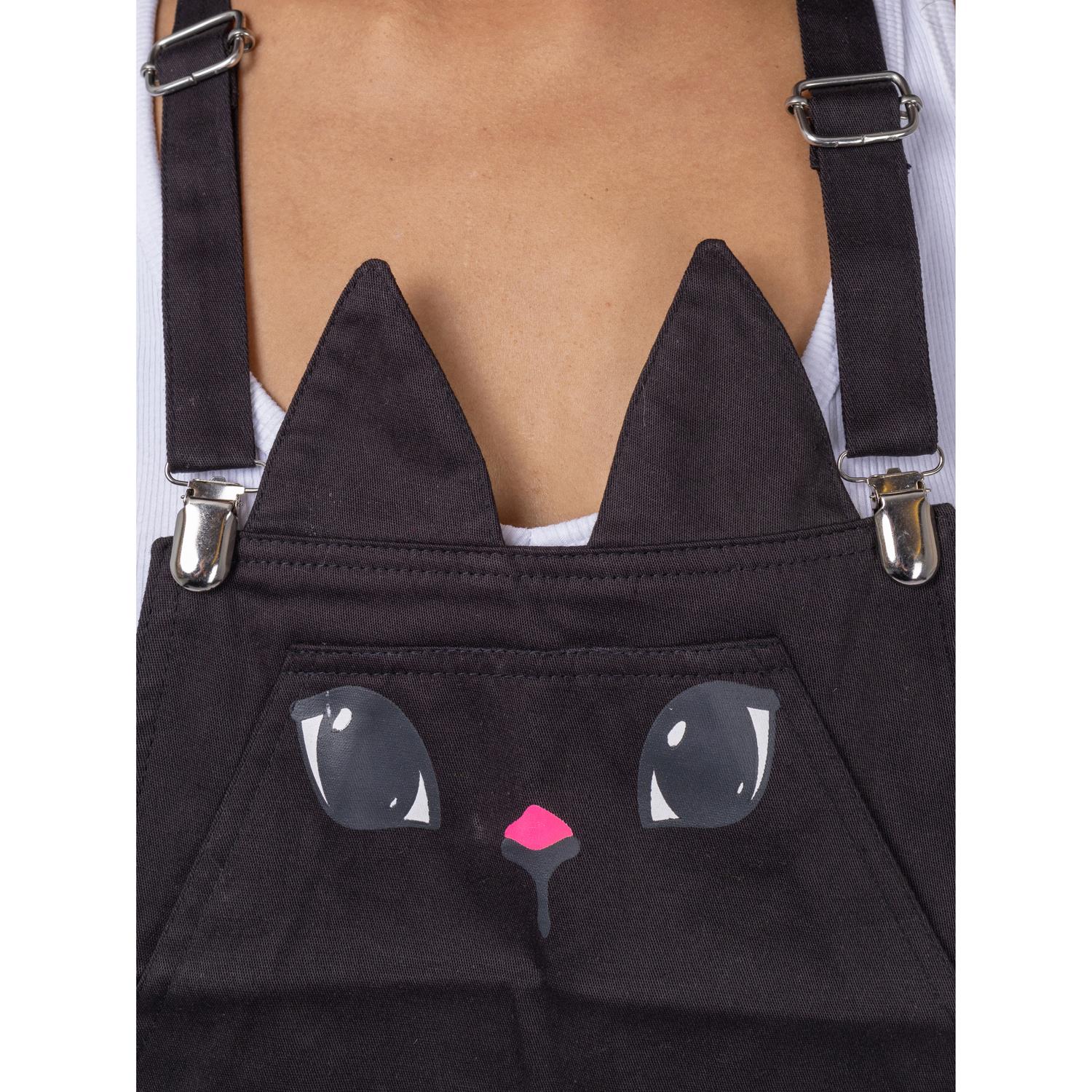 BROKEN KITTY DUNGAREES - BLACK